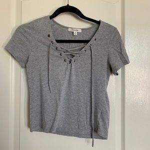 Grey Top with Neck Detailing